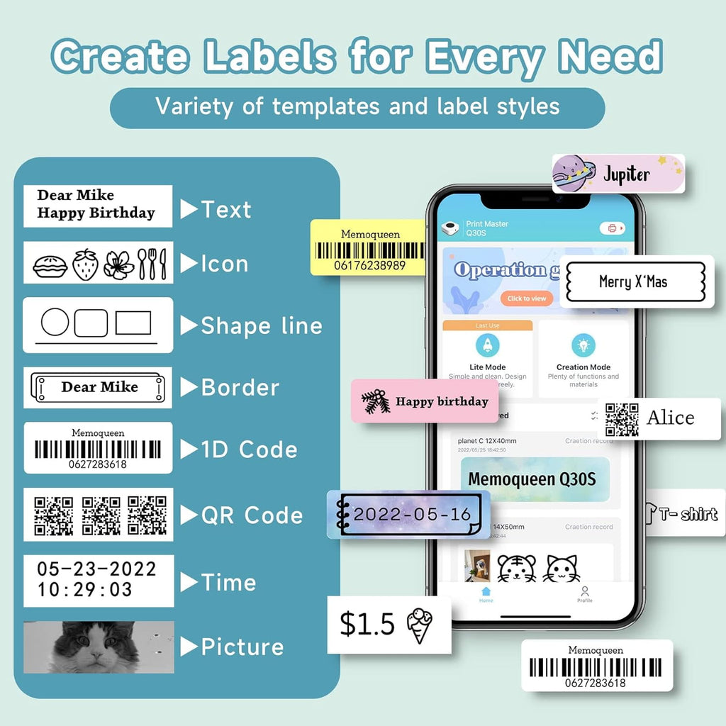 Simplify Labeling with the Bluetooth Mini Label Maker Machine - Perfect for Office, Home, and Organizing - Includes 1... - Image 2