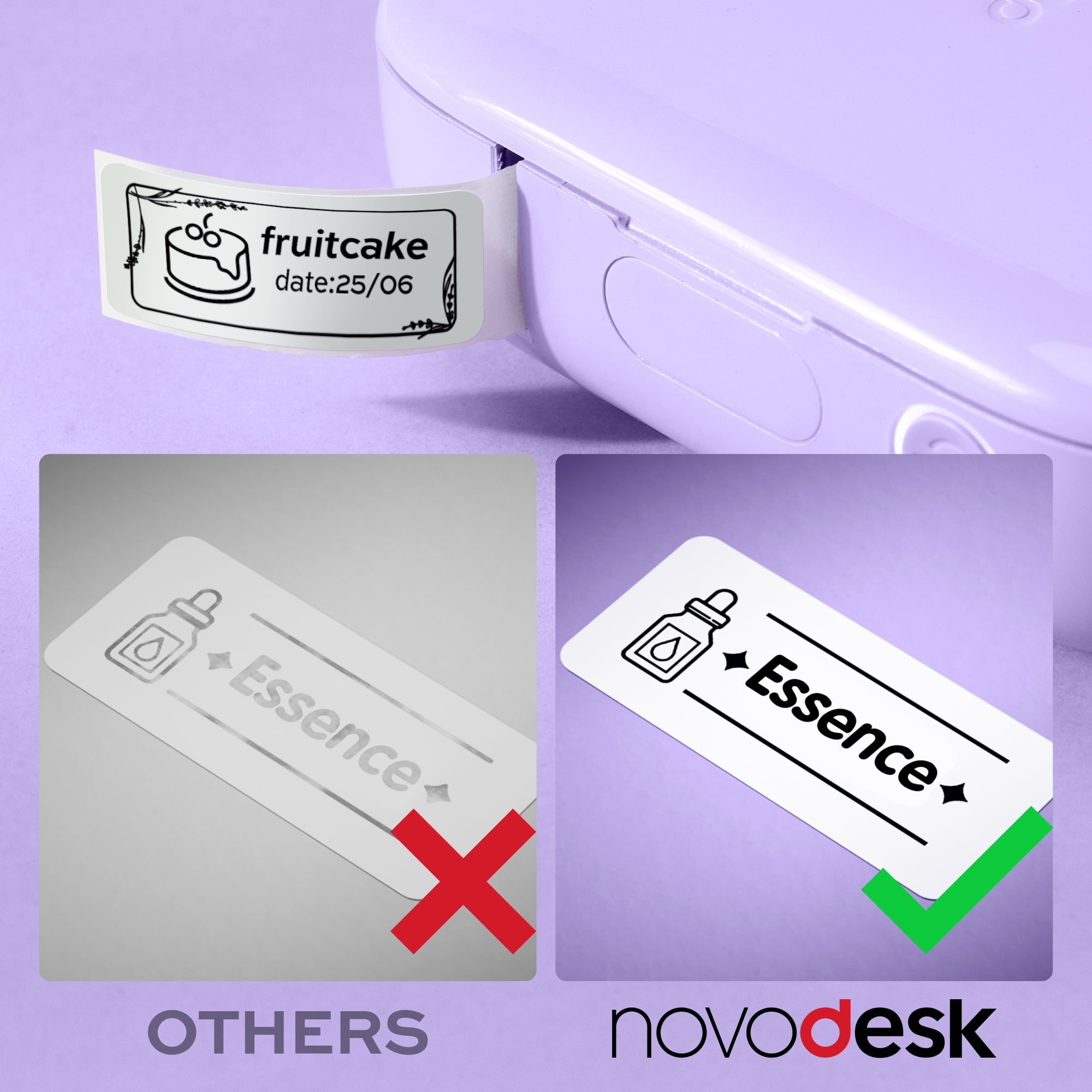 Label Maker Machine, Portable Bluetooth Label Printer with Tape, Inkless Label Maker Handheld for Home Office Organization, Purple - Image 4