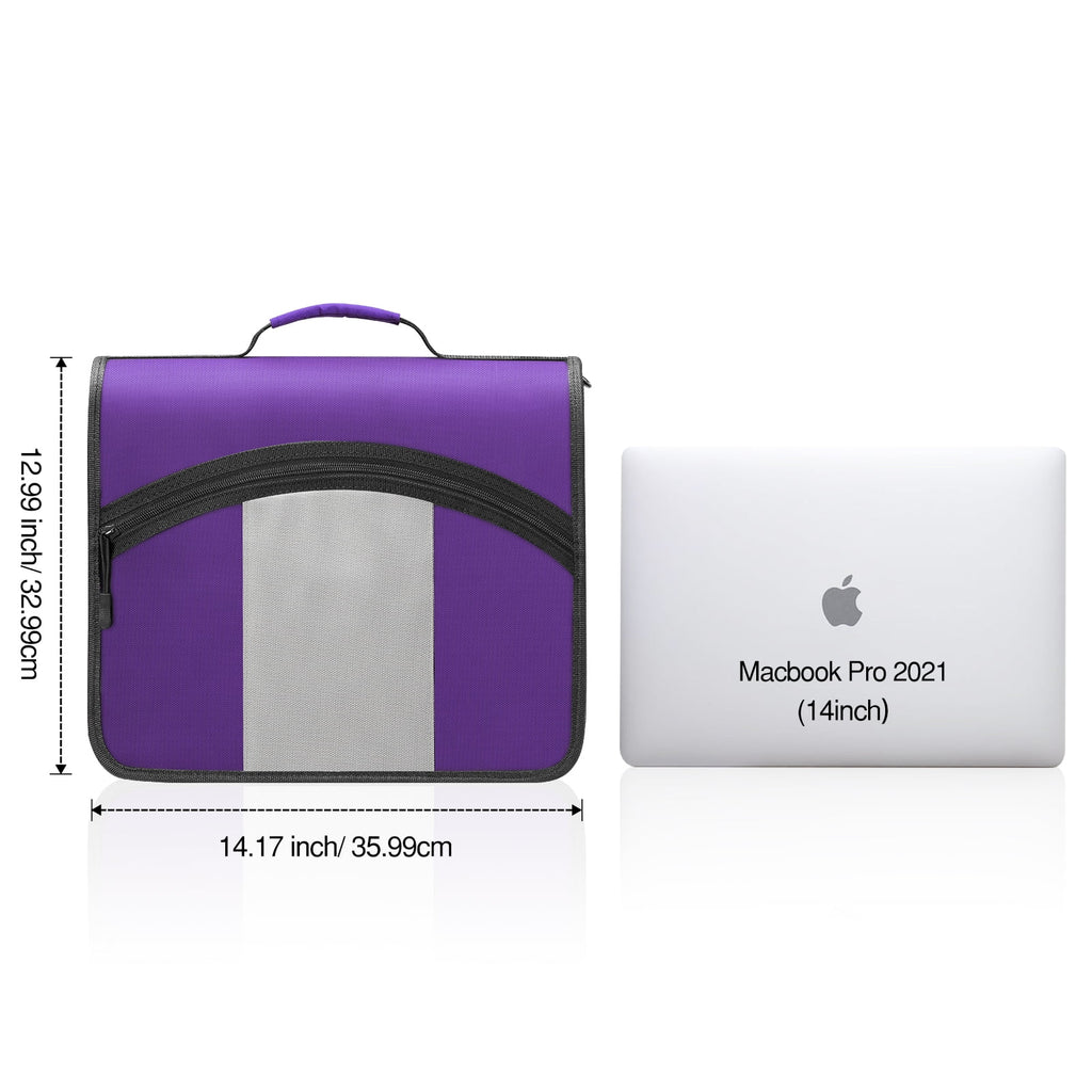 MoKo Zipper Binder 3 inch 3 Ring Binder, 600 Sheet Capacity Multi-Pocket School Binder Organizer with Handle and Shoulder Strap, Purple & Gr - Image 3