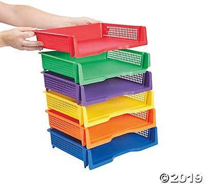 Stackable Plastic File Organizer, Assorted Colors, 6 Count - Image 3