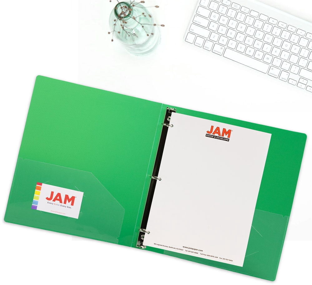 Plastic Binders, 1 inch, 3 Metal Rings, Green, 1 Pack - Image 5