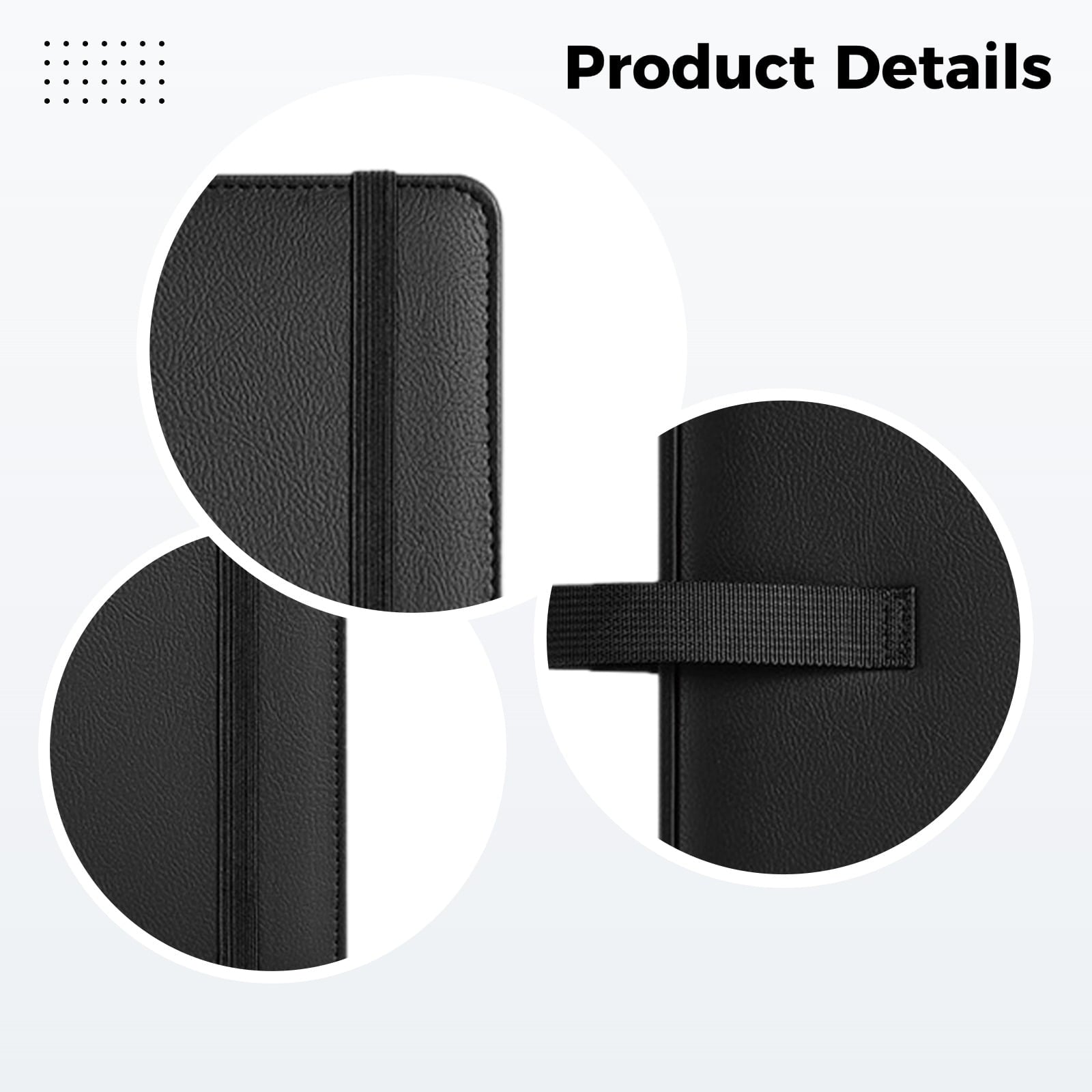 Black Holder, A4 Folder, Leather Three-Ring Binder, Multi-Pocket Design with Elastic Closure, Convenient for - Image 3