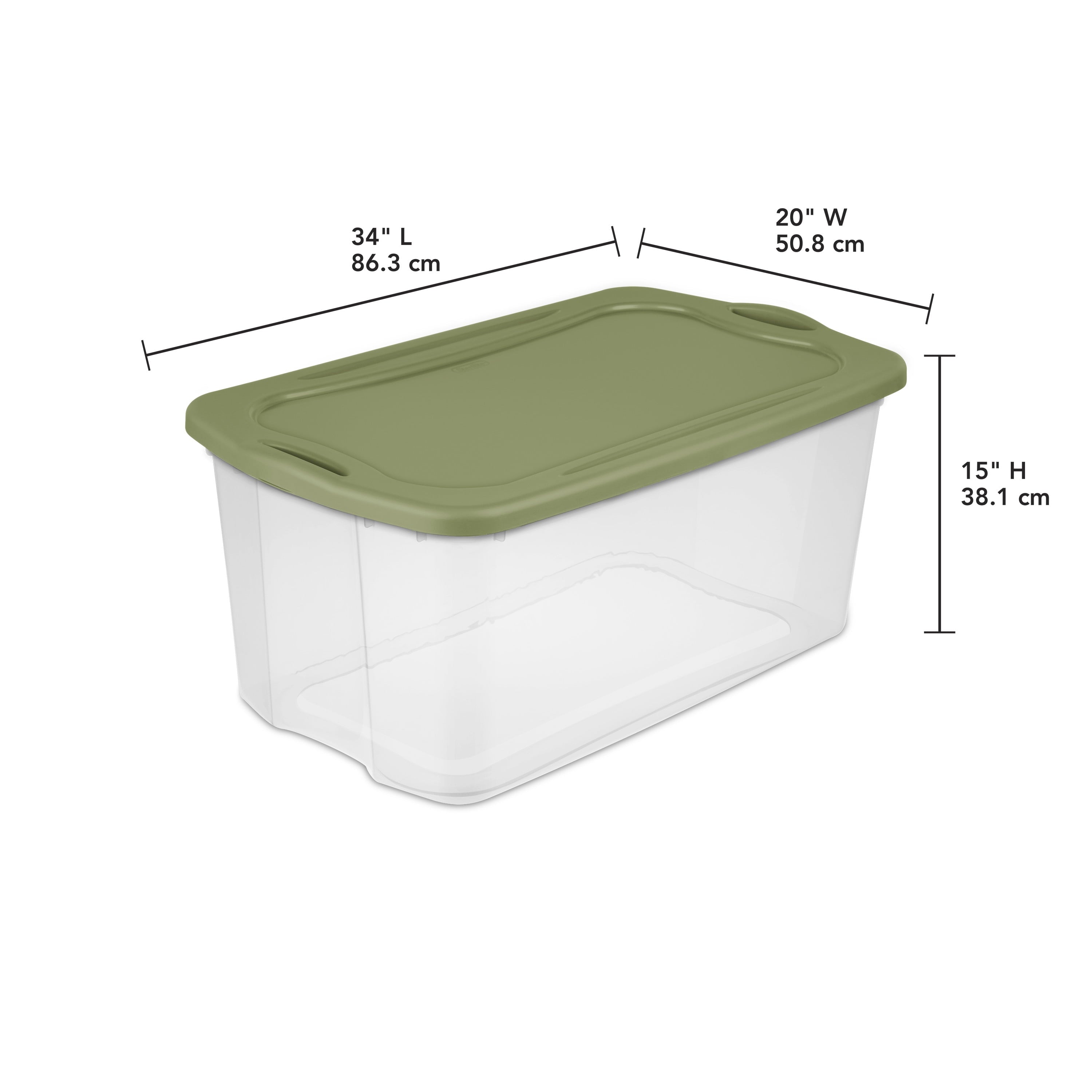 EZ Carry 120 Quart Extra-Large Storage Bin, Clear Plastic Storage Container with Full-Grip Handles, Green - Image 6