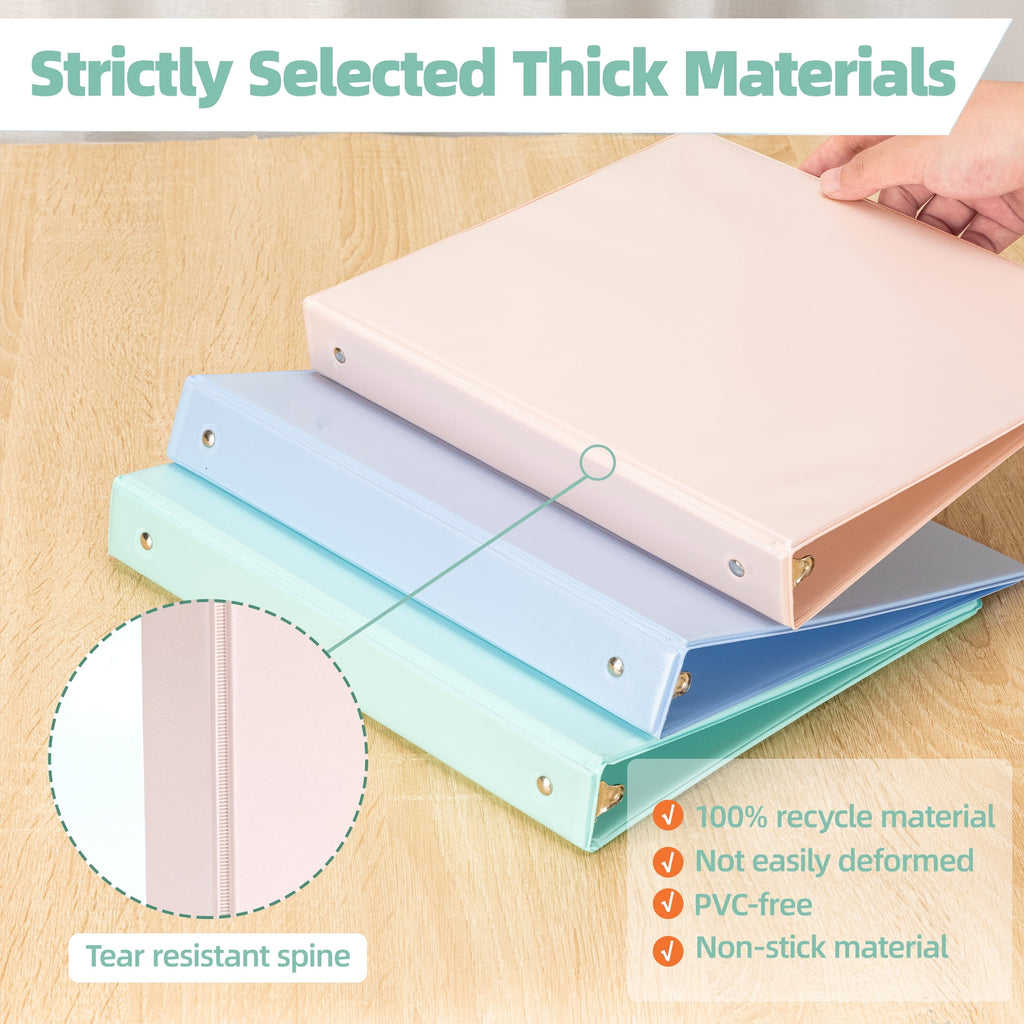 Deli 3 Ring Binders,1" Economy Round Ring View Binders with 2 Interior Pockets for Office,Home, and School Use,200 Sheets, 12-Pack (Mixed Co - Image 6