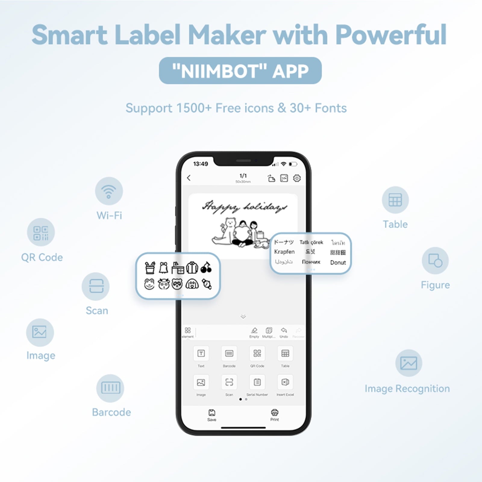 NIIMBOT B1 Label Makers, 2 Inch Bluetooth Label Maker Auto Identification Portable Label Printer (Cyan) - Image 4
