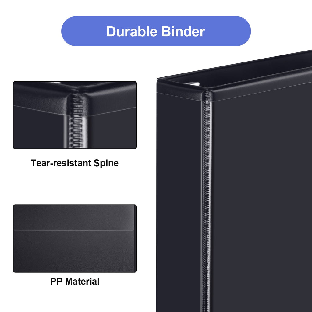 Economy 1.5 inch One-Tag 3 Ring View Binders, 1.5" Slant D-Ring with 350 Sheets Capacity, 6-Pack Black - Image 4