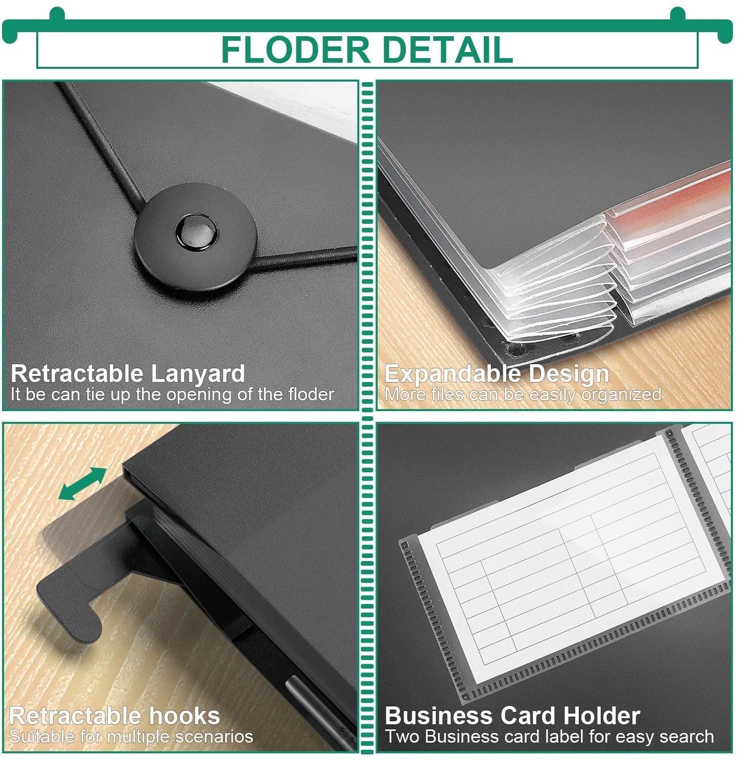 Letter Size 7 Pockets Accordian Organizer Expanding Folder for Filing Cabinet/Accordion Box Rainbow Plastic Document ... - Image 3