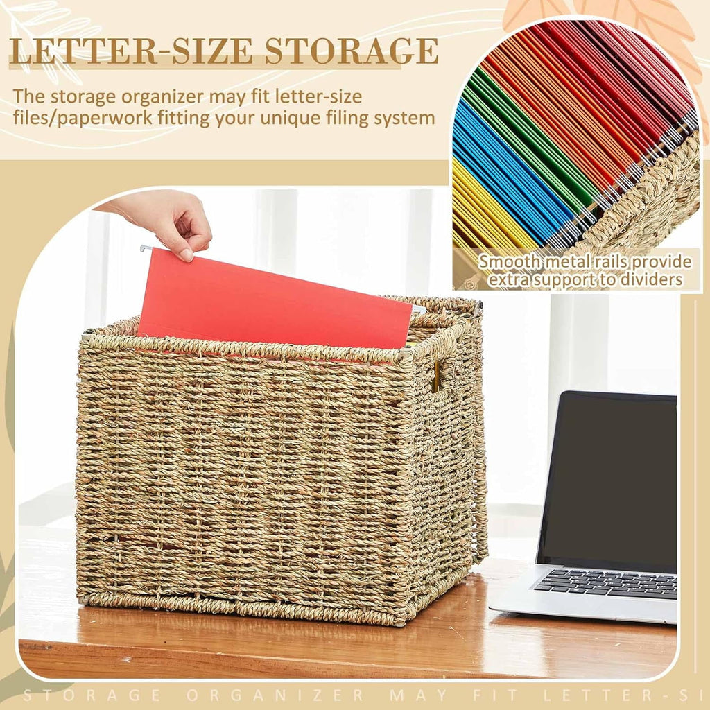 Organizers Decorative Baskets for Hanging Folders Filing Cabinet with Lid Collapsible Letter Size Document Storage fo... - Image 3