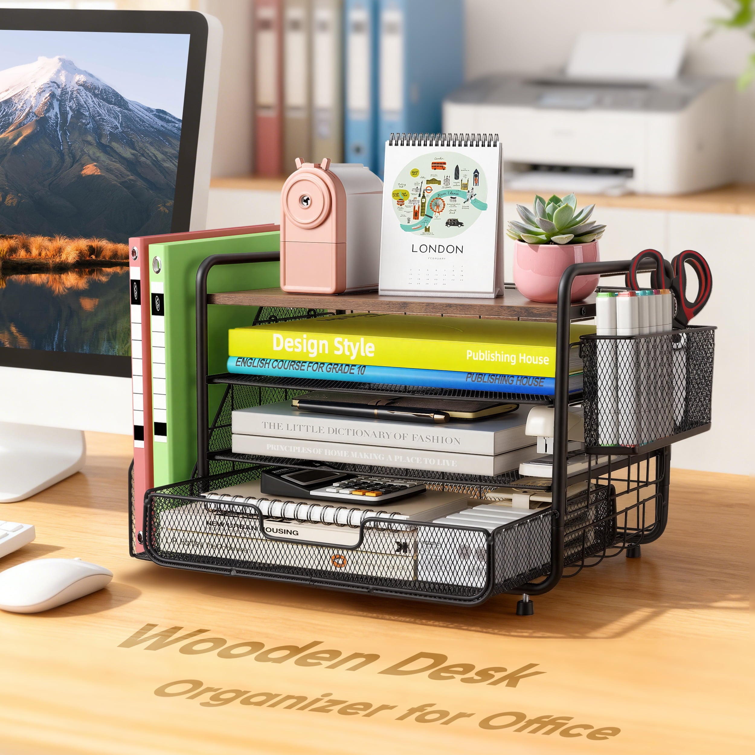 YTAKY Desktop Organizer 4-Tier Desk Organizers Sets and Storage, File Organizers for Desk Drawer Organizer, Paper Organizer for Desk (Black) - Image 2