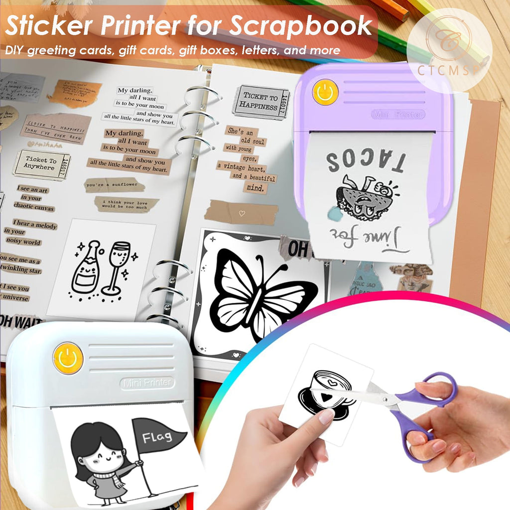 Sticker Printer Label Maker Machine,Bluetooth Inkless Printpods,Thermal Sticker Printer Perfect for Photos,Creative D... - Image 3