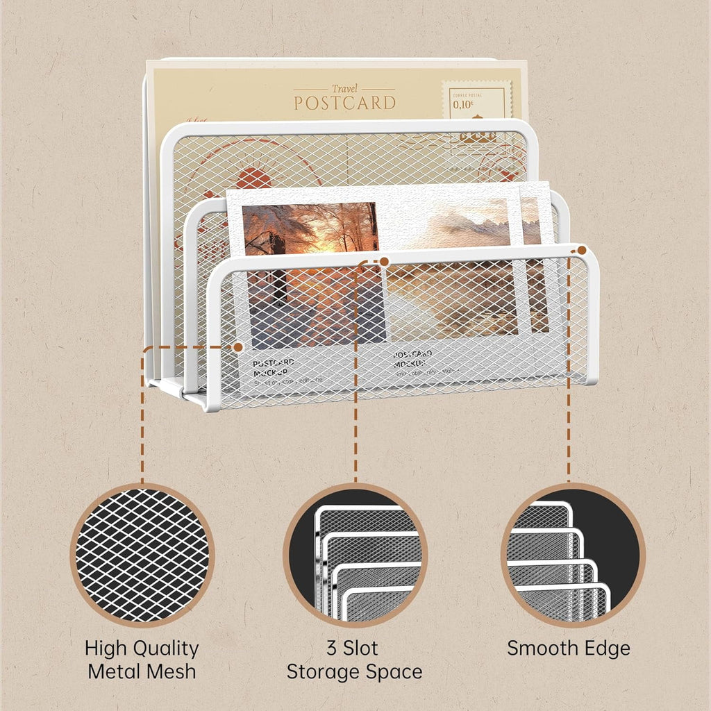 Desktop File Mesh Metal Holder Countertop with 3-Slot, Letter Sorter File Holder - Image 3