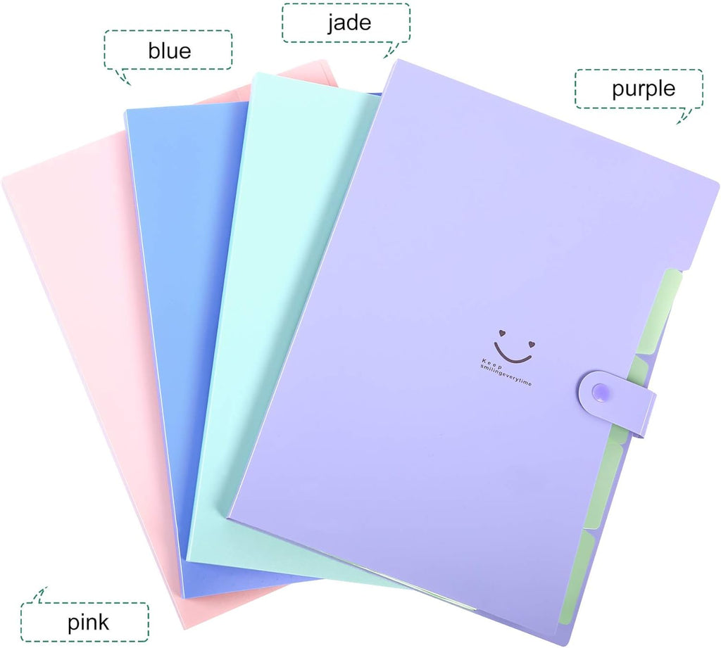 JINGBAO 4 pack Accordion File Organizer, Letter Size, 5 Pocket Expanding File Folder, Cute File Folder with Labels, Portable File Organizer - Image 4