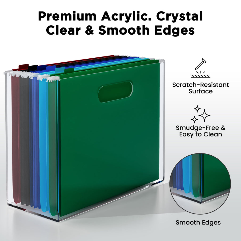 CLASSIC ACRYLIC File Organizer for Home and Office Organization, Clear, 10"x12"x4" - Image 6