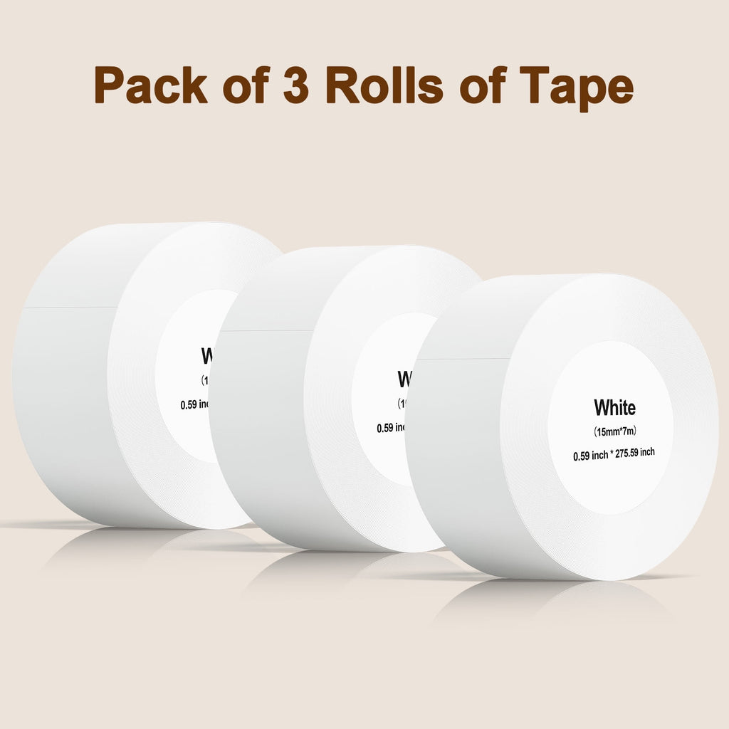 3 Rolls of Tape 15mm*7M, 160 /Roll Compatible with Label maker , Easy To , White - Image 4