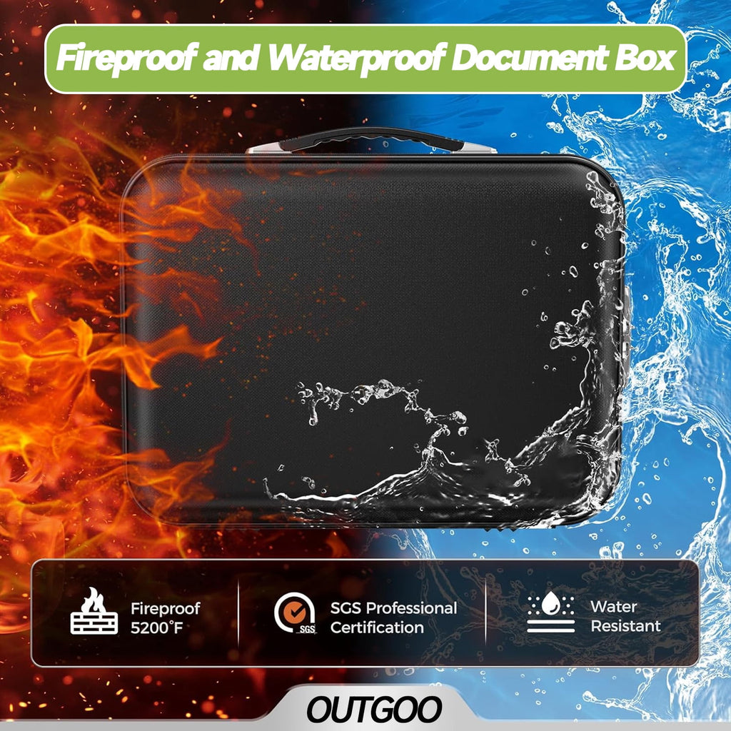 Oronfiva Fireproof Document Box, Hard Case File Box with Lock Fireproof Water Resistant Safe Box File Organizer for Important Documents Cert - Image 6