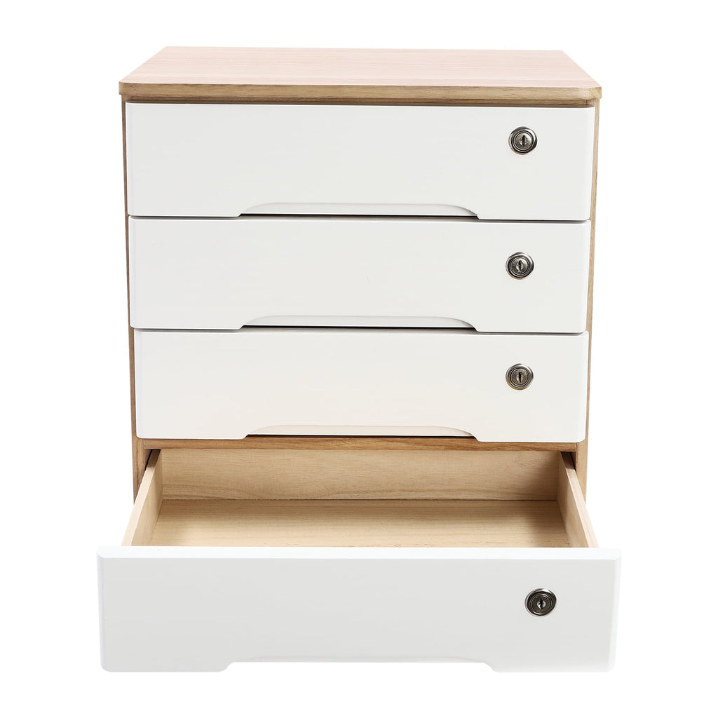 4 Wooden Desktop Storage Box with Lockable Drawers, Office Supplies File Organizer, Art Storage Cabinets, Multipurpos... - Image 6