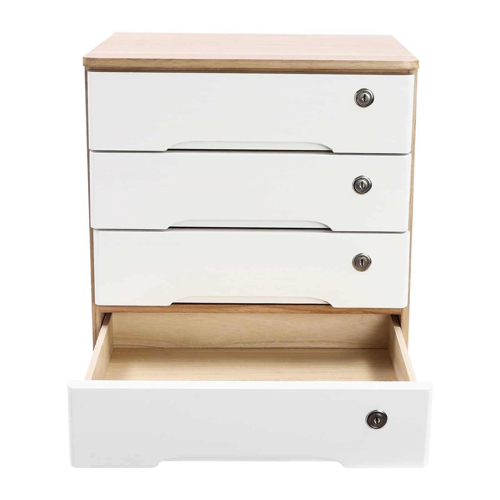 4 Wooden Desktop Storage Box with Lockable Drawers, Office Supplies File Organizer, Art Storage Cabinets, Multipurpos... - Image 6