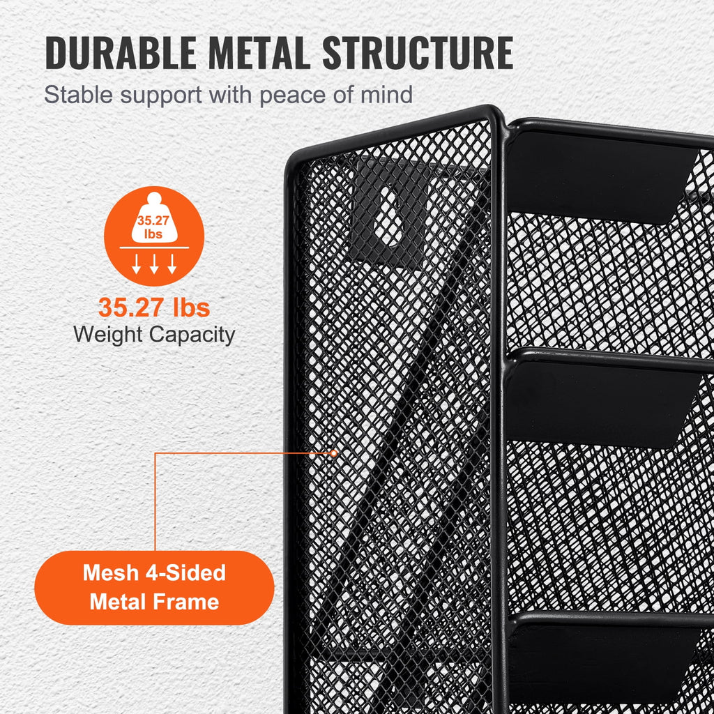 KFFKFFWall File Rack, 16-Slot Single Piece Mesh Organizer, Wall-Hanging Magazine, Mail, Paper & Document Holder, Metal Storage with Label Ta - Image 5