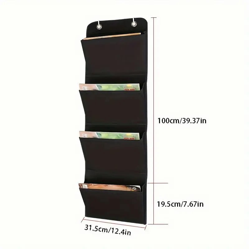 Tattom Oxford Cloth Hanging Wall File Organizer, Waterproof Office Folder Storage Pocket for Magazine, Book, Documents - Over Door Mount wit - Image 2