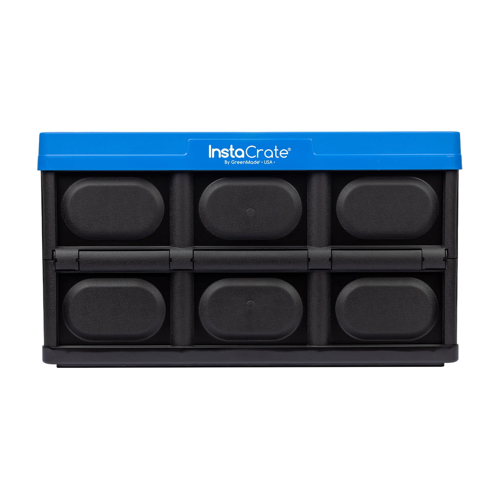 Instacrate 12-Gallon Collapsible Plastic Storage Bin with Handles, Black and Blue - Image 5