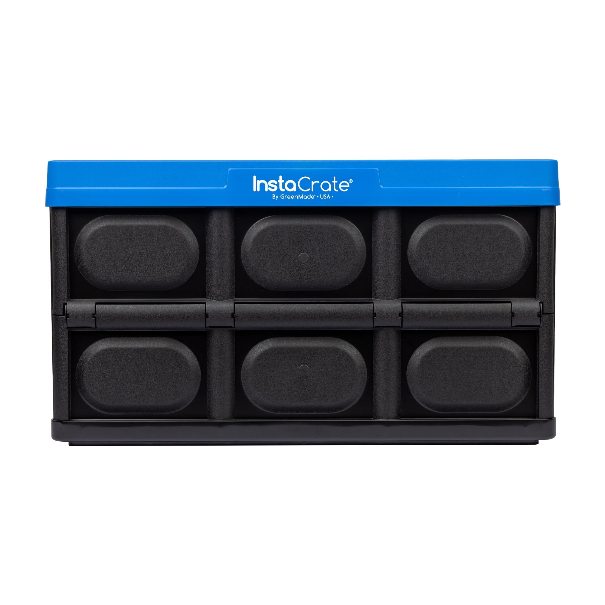 Instacrate 12-Gallon Collapsible Plastic Storage Bin with Handles, Black and Blue - Image 5