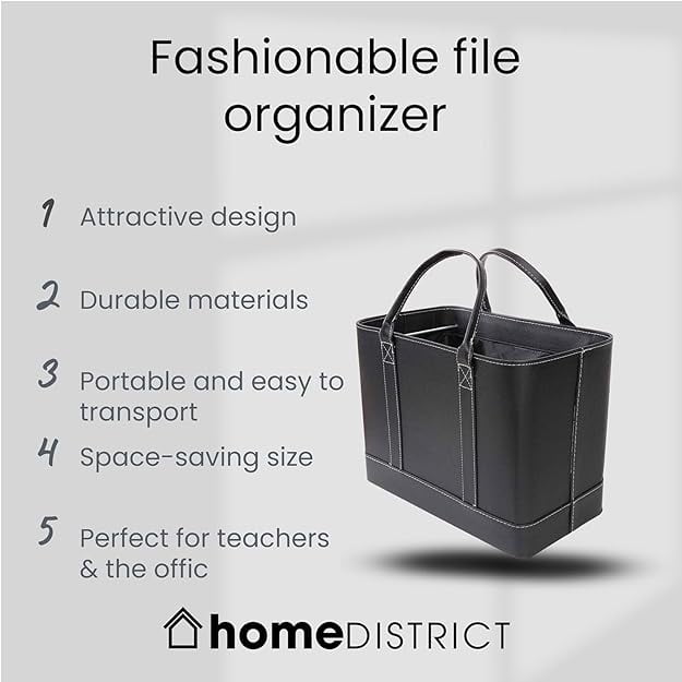 HOME DISTRICT Chic File Organizer Tote - Important Document Organizer Bag, Portable File Box with Handle, Red - Image 2