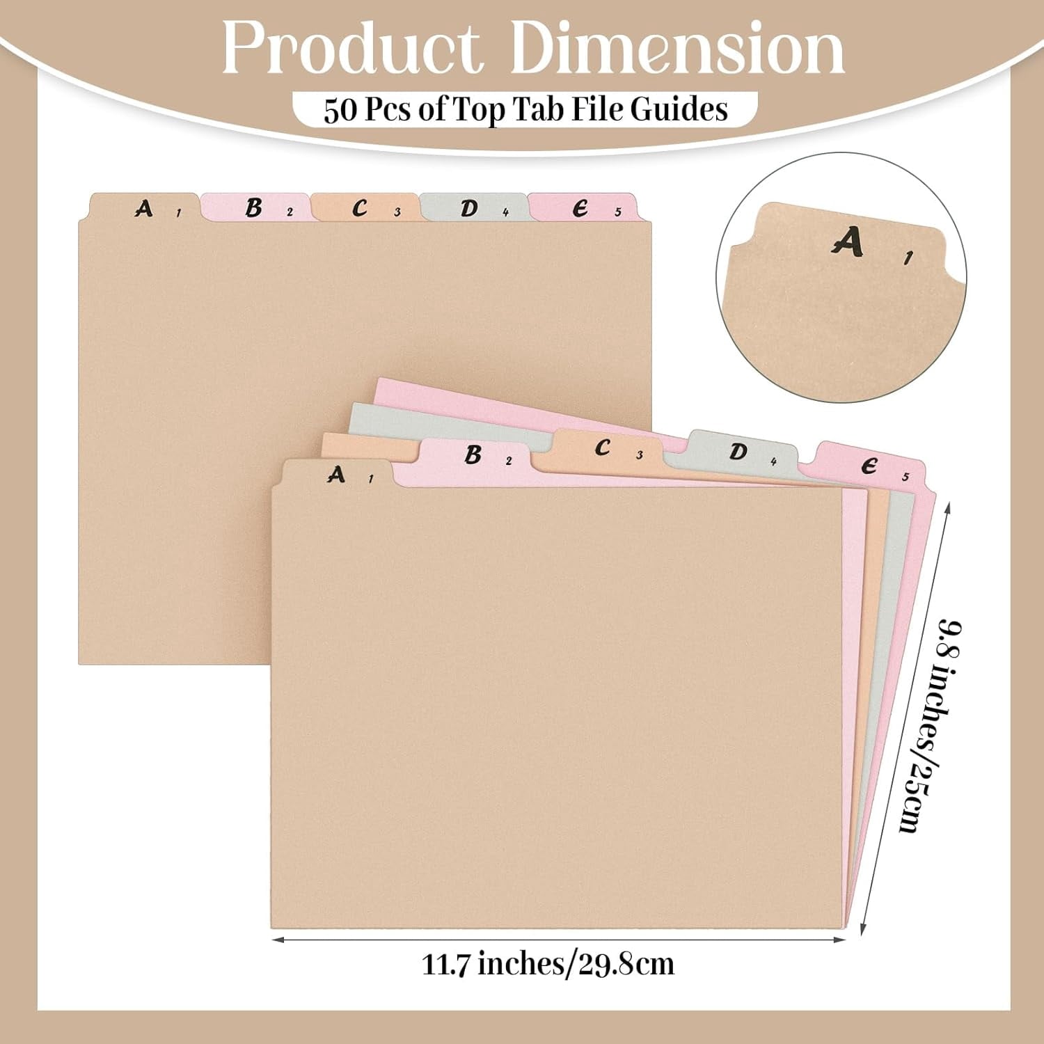 2 Set 50 Pcs Alphabet File Dividers Top Tab File Guides Set, A-z Letter Size Filing Cabinet Dividers Tab Desk Organizer for Work School Offi - Image 2