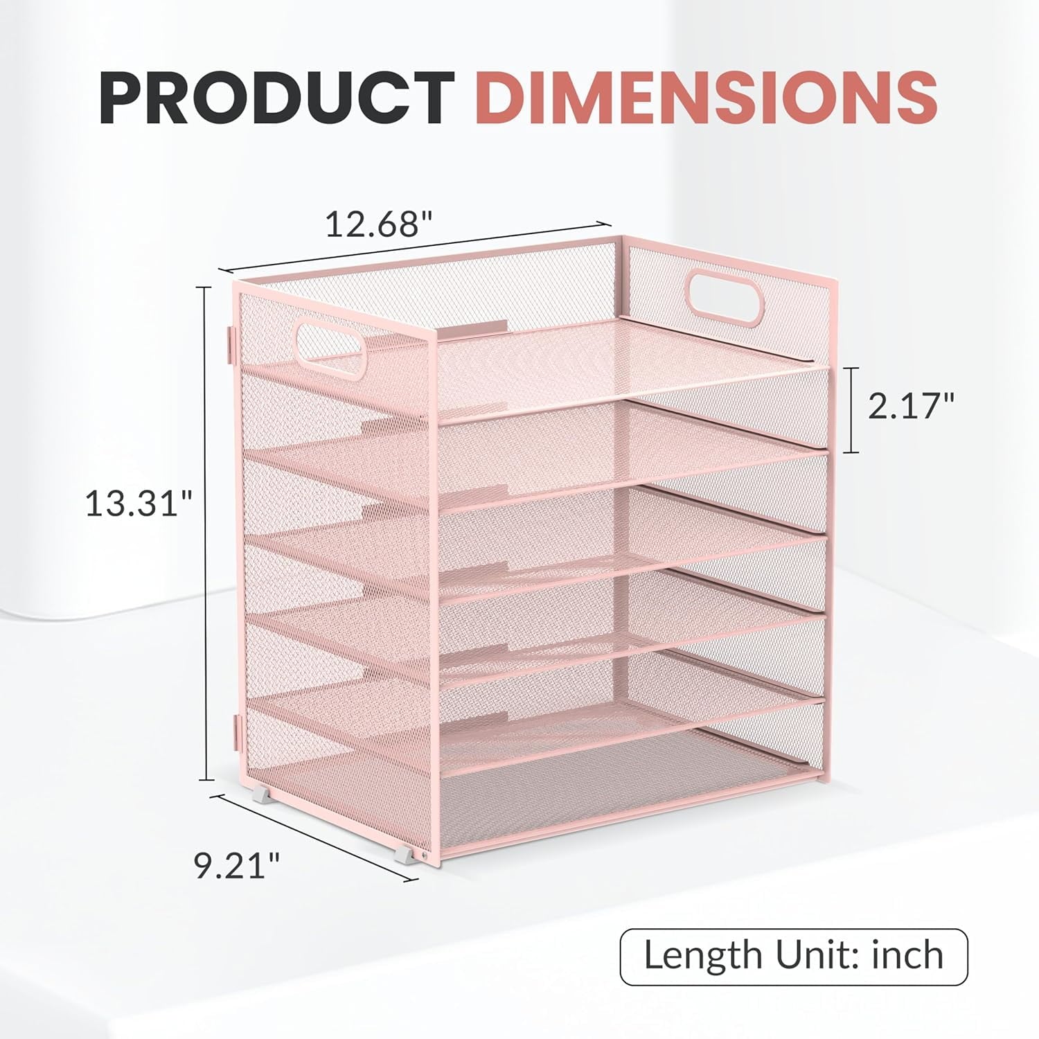 6 Tier Paper Organizer for Desk, Paper Letter Tray Organizer, Metal Mesh Desk File Organizers with Handle for Office/... - Image 2