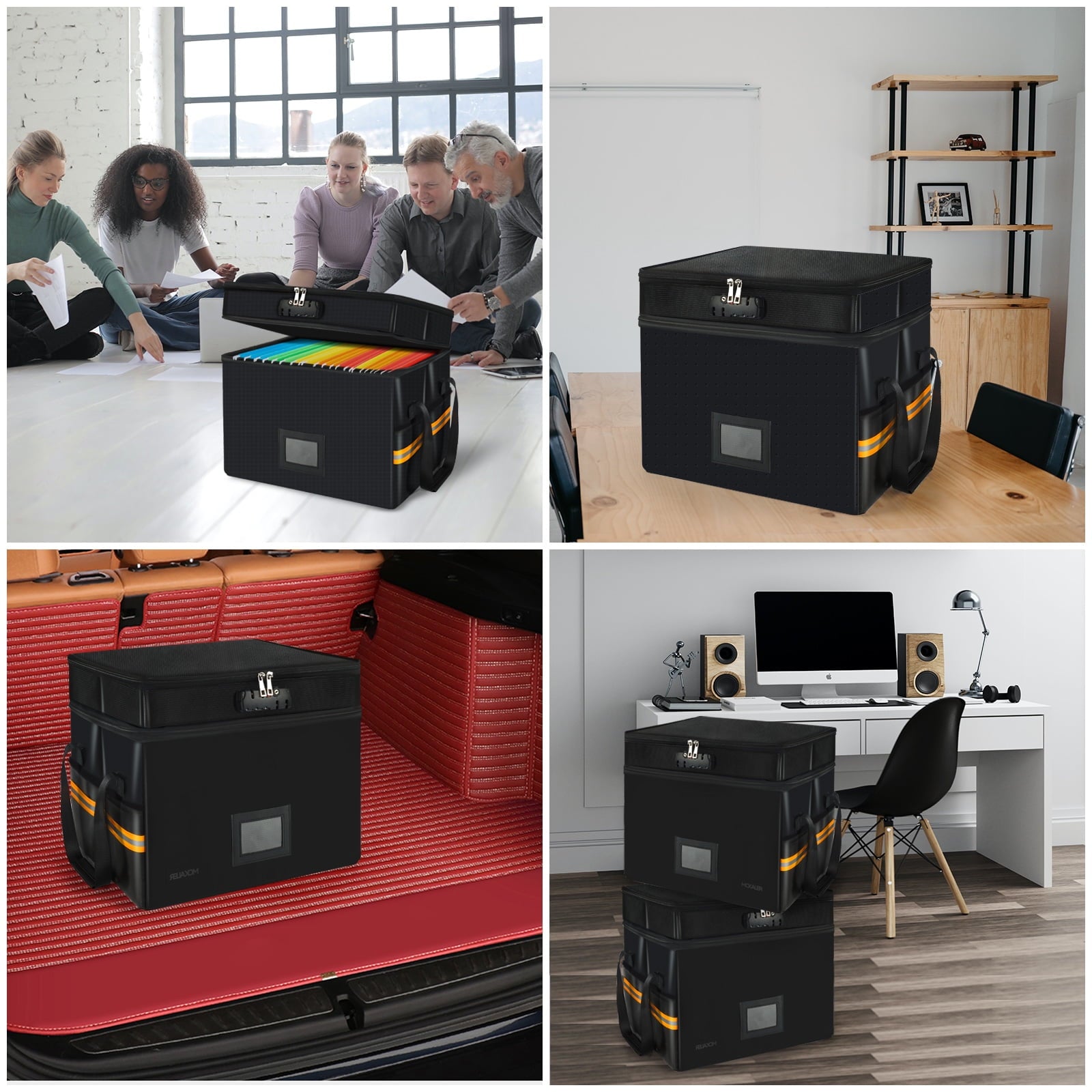 Portable Fireproof Lockable File Organizer, 2-Layer Foldable Box for Letter and Legal Storage - Image 4