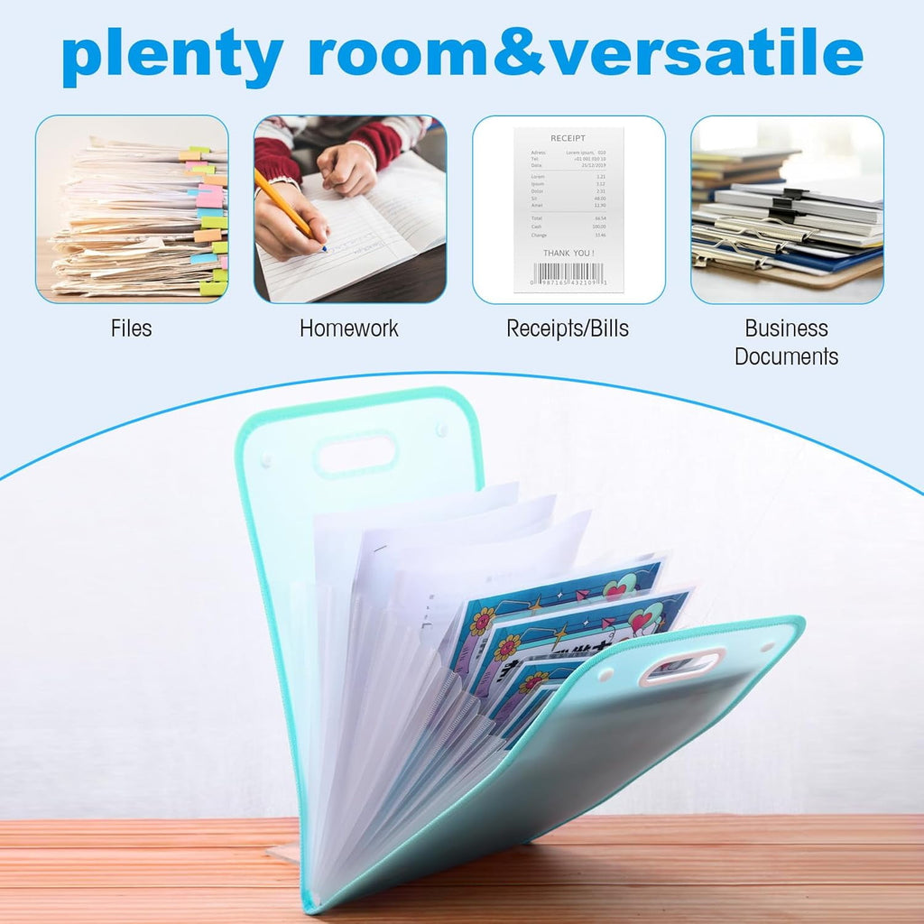 Vertical File Folder 13 Pockets Accordion File Organizer with Handle Portable Document Receipt Organizer with Labels ... - Image 4