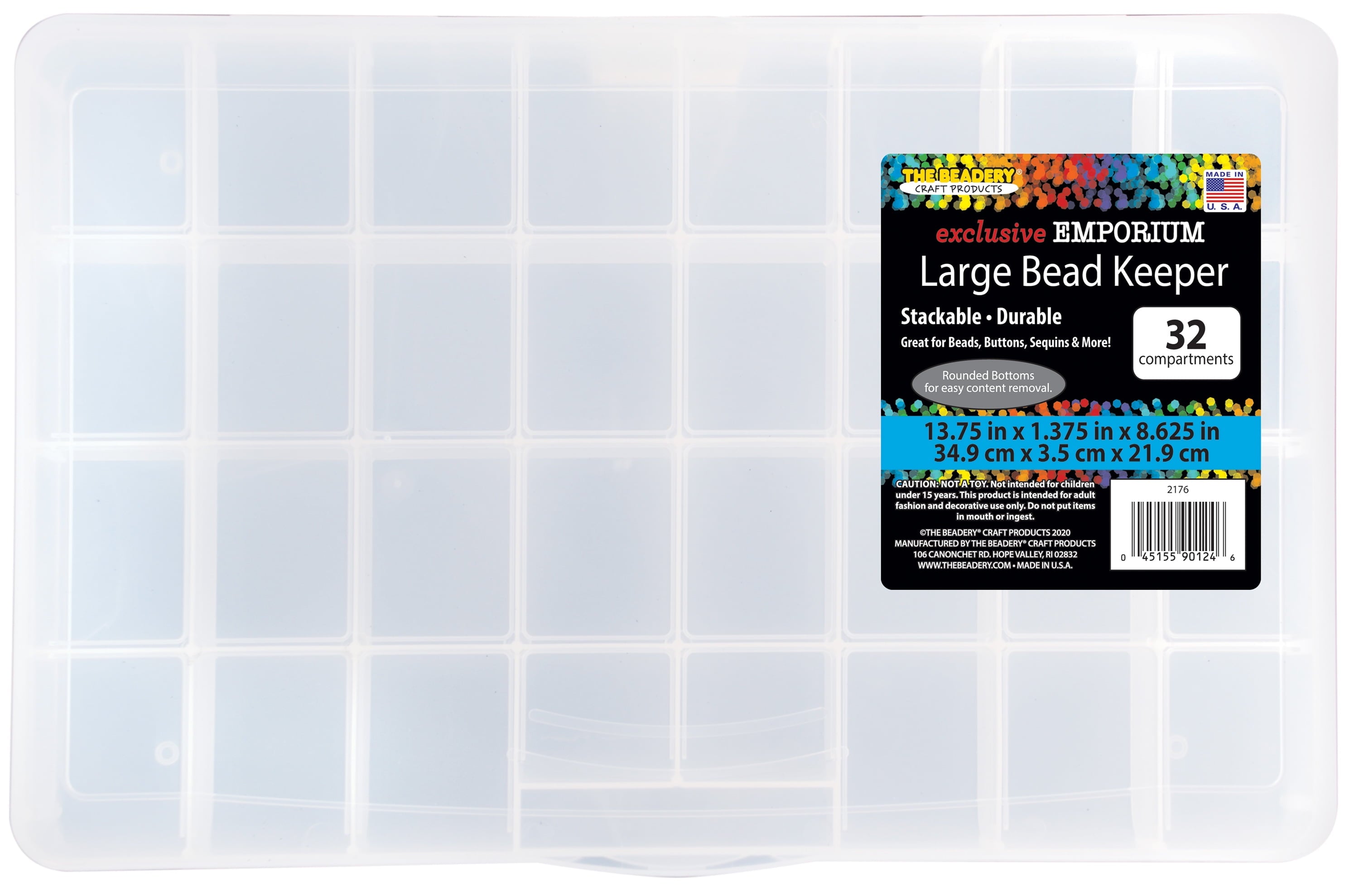 32 Comp Large Bead Keeper Box - Clear Plastic - 2176 - Image 3