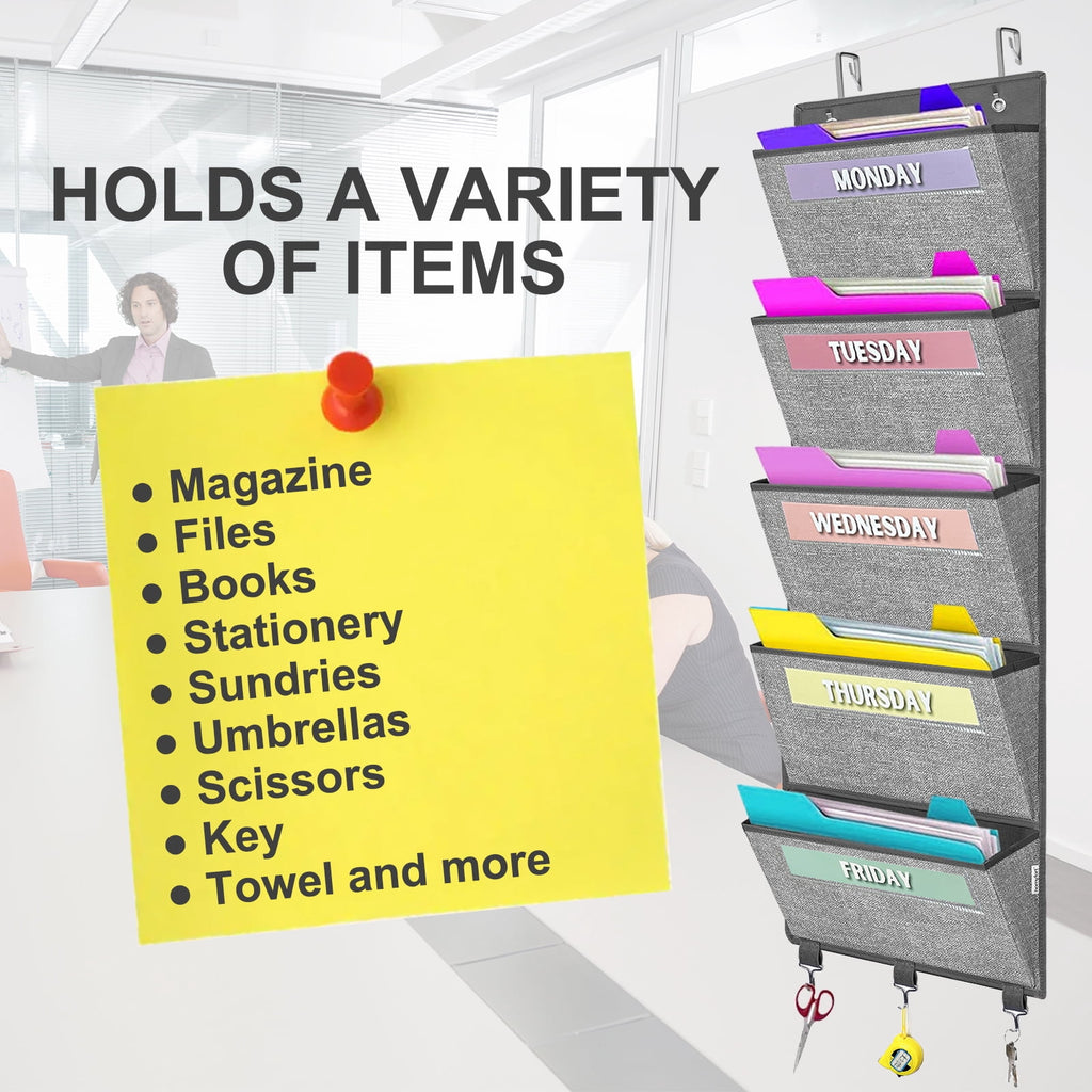 the Door hanging File Organizer, Weekly Hanging File Folders, Wall Organizers and Storage for Mail, Magazine, Noteboo... - Image 6