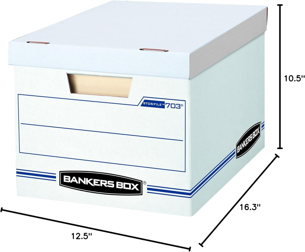 Bankers Box Stor/File Storage Box, Letter/Legal, Lift-Off Lid, White, 6/Pack - Image 4