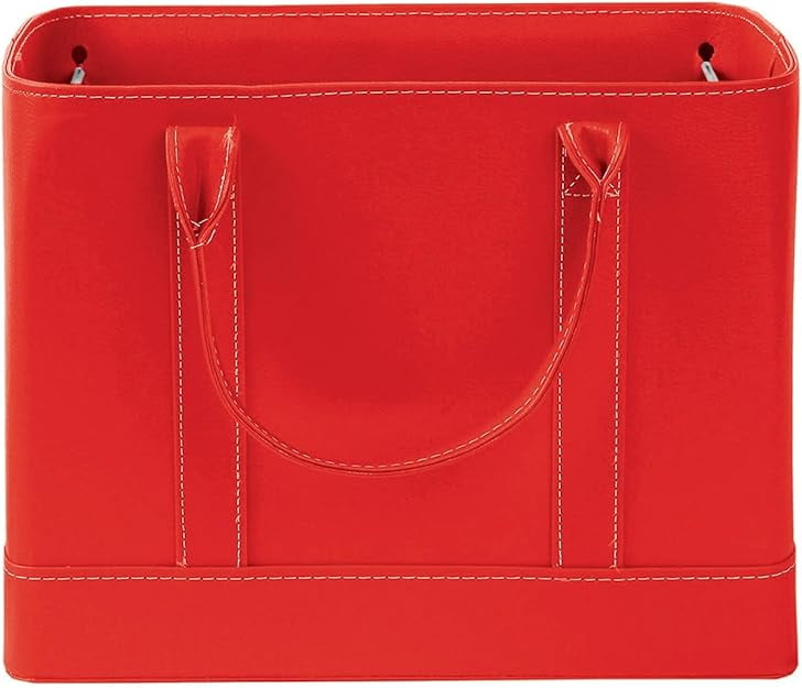 HOME DISTRICT Chic File Organizer Tote - Important Document Organizer Bag, Portable File Box with Handle, Red - Image 6