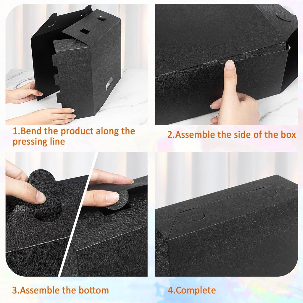 Foldable Scrapbook Paper Storage Organizer, 12x12 Scrapbook Paper Storage, Plastic File Organizer, Black, 3 Pack - Image 3