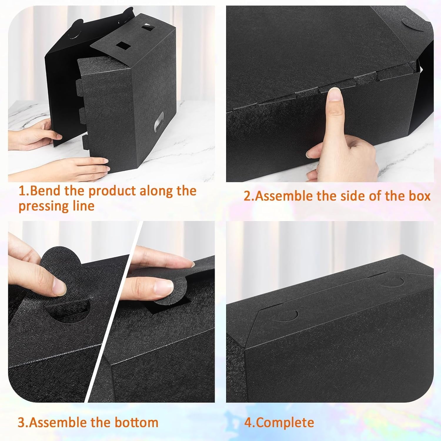 Foldable Scrapbook Paper Storage Organizer, 12x12 Scrapbook Paper Storage, Plastic File Organizer, Black, 3 Pack - Image 3