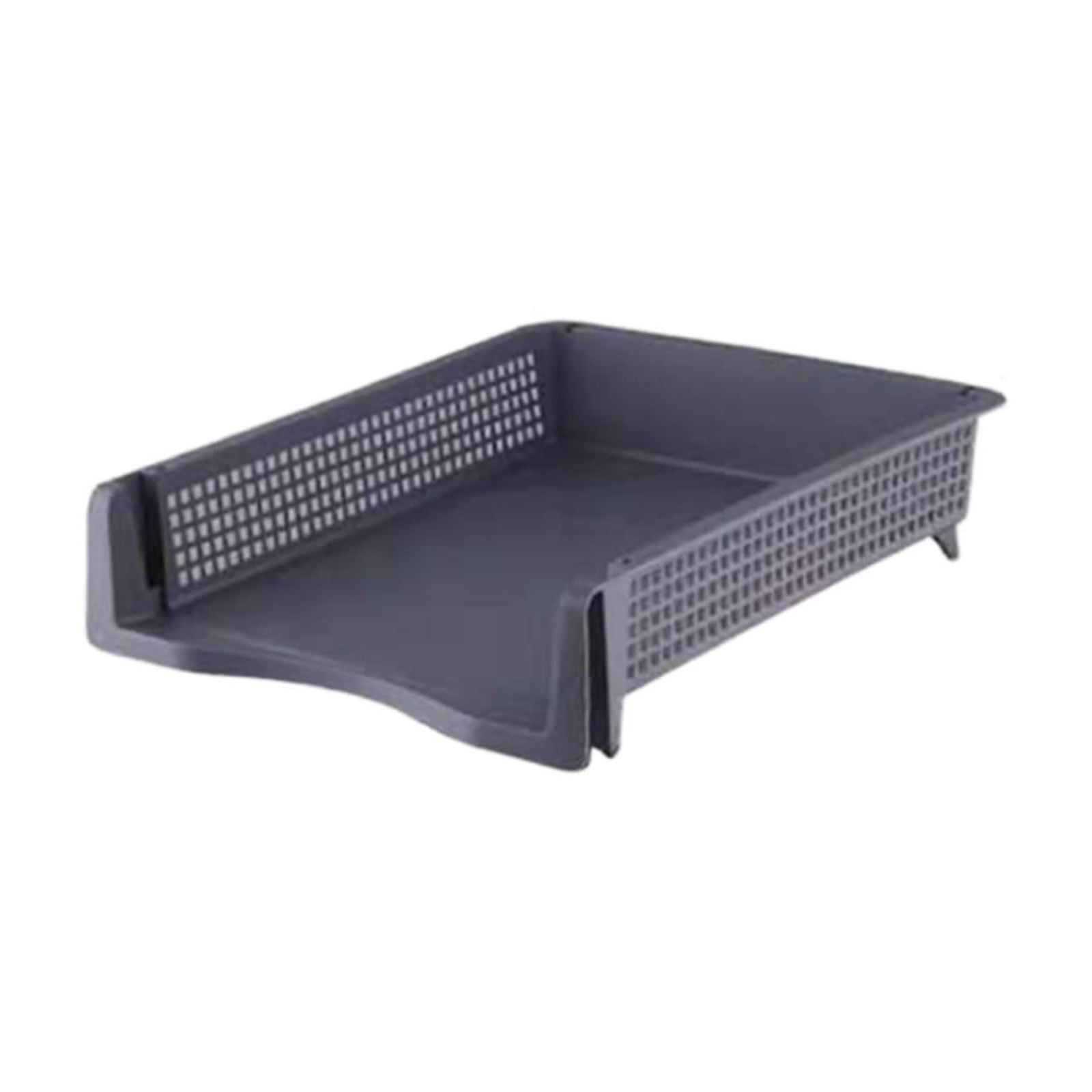 1-Pack Black Plastic Stackable Paper Tray/Basket, Stackable Office Letter Organizer Desk Tray A4 Size Plastic Paper S...