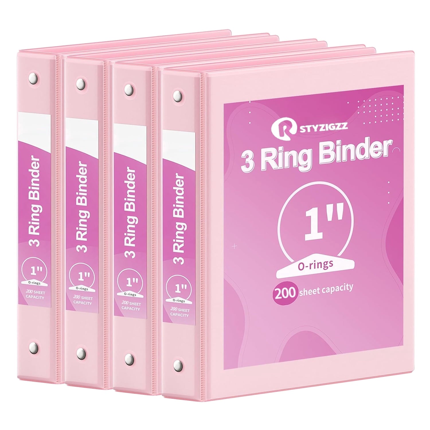 1 inch Binder Pink,3 Ring View Binders Holds 200 Sheets of Letter Size 8.5 x 11'' Paper Notebook Round Ring Binders S...