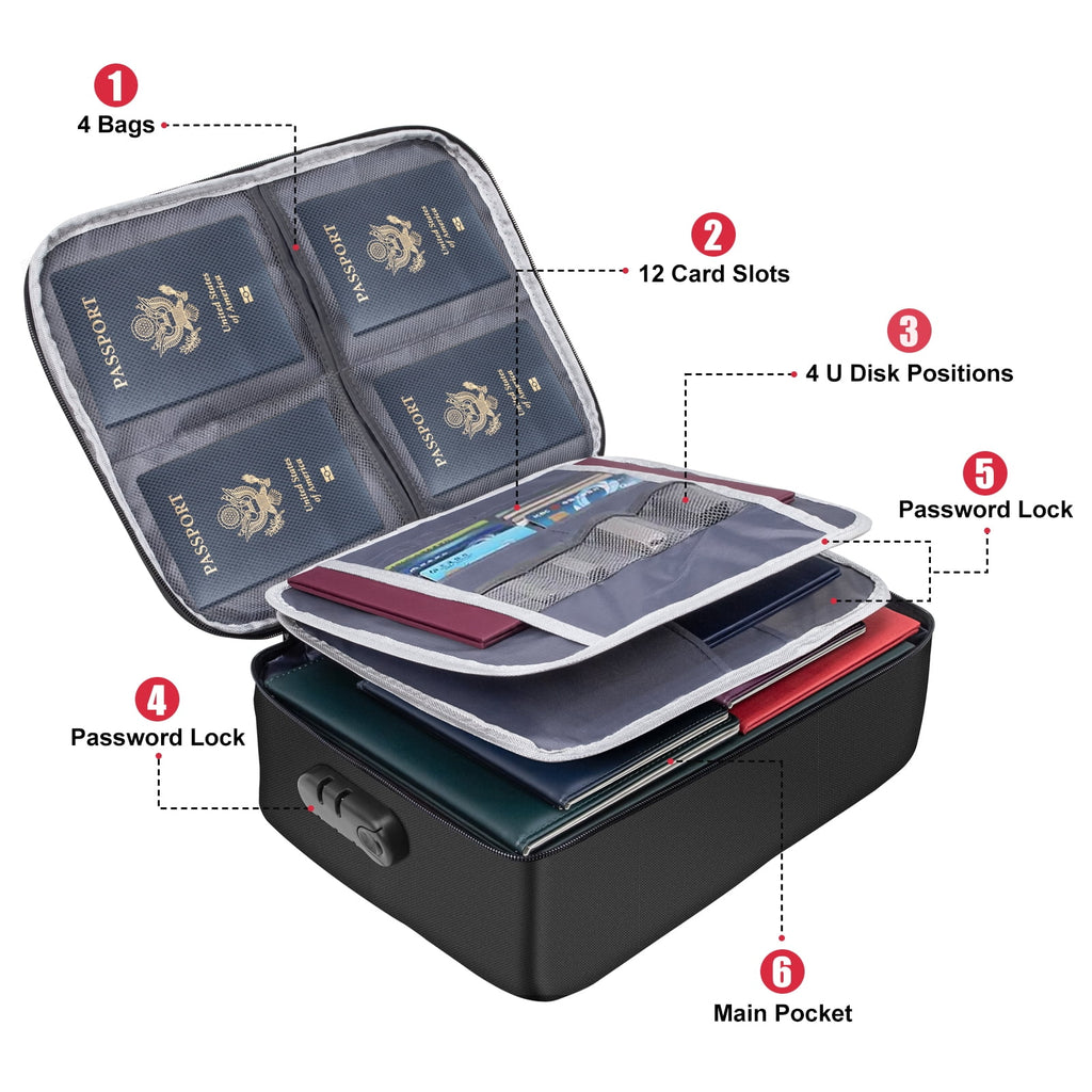 with Lock,5-Layer File Storage Case with Zipper, Safe Portable Travel Home Organizer for Laptop,Files,Certificates,Gi... - Image 5