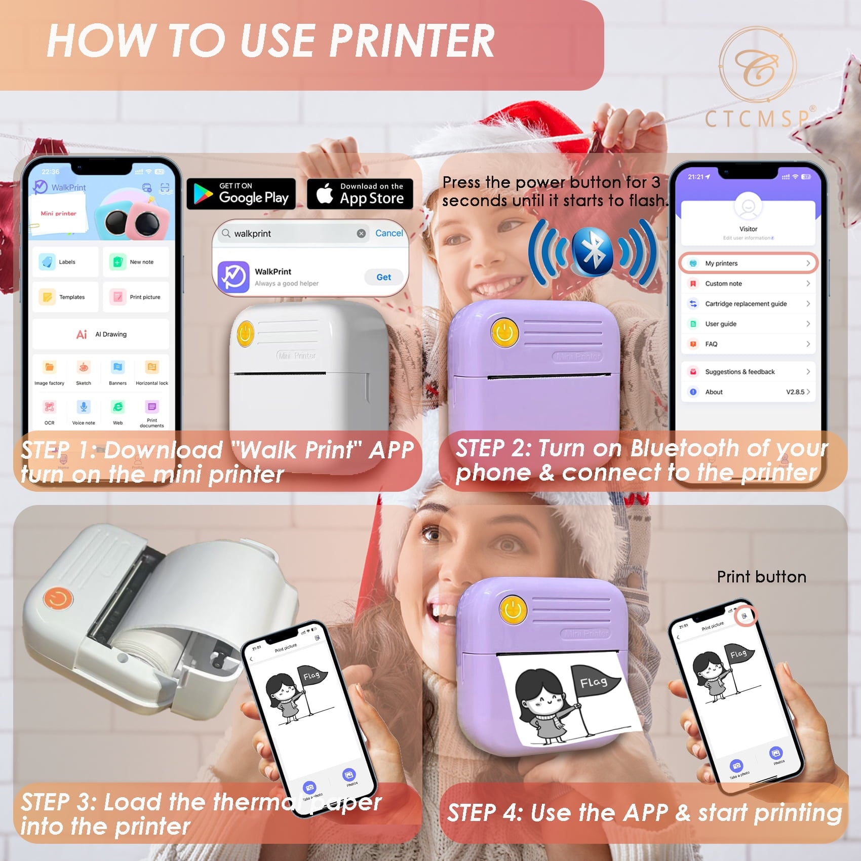 Sticker Printer Label Maker Machine,Bluetooth Inkless Printpods,Thermal Sticker Printer Perfect for Photos,Creative D... - Image 5