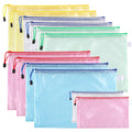 12 Pack A4 Mesh Zipper Pouches with Label Pocket, Waterproof Organizer Zipper File Bags, Multicolor