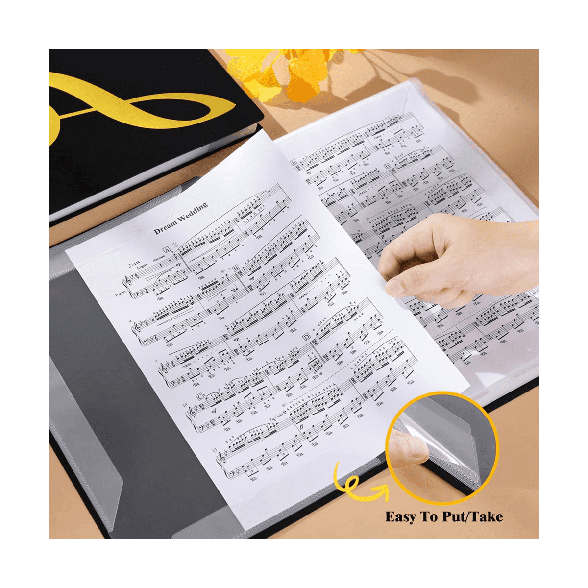 60 Pages, Binder/Holder,Fits Letter Size A4, Writable & Detachable Choir (Black) - Image 4