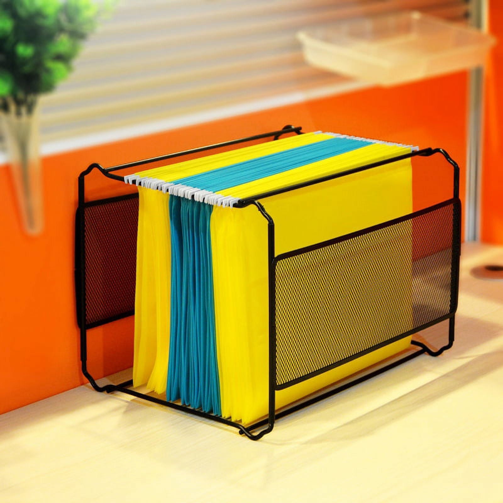 2024 TOP! A4 Mesh Metal File Organizer Box Hanging Folder Desk Storage Holder Shelf for Office Home - Image 4