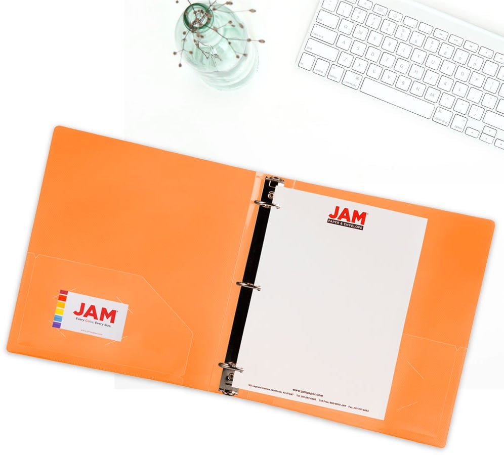 Plastic 1 1/2 in Binders, 3 Metal Rings, Orange, 1/Pack - Image 3