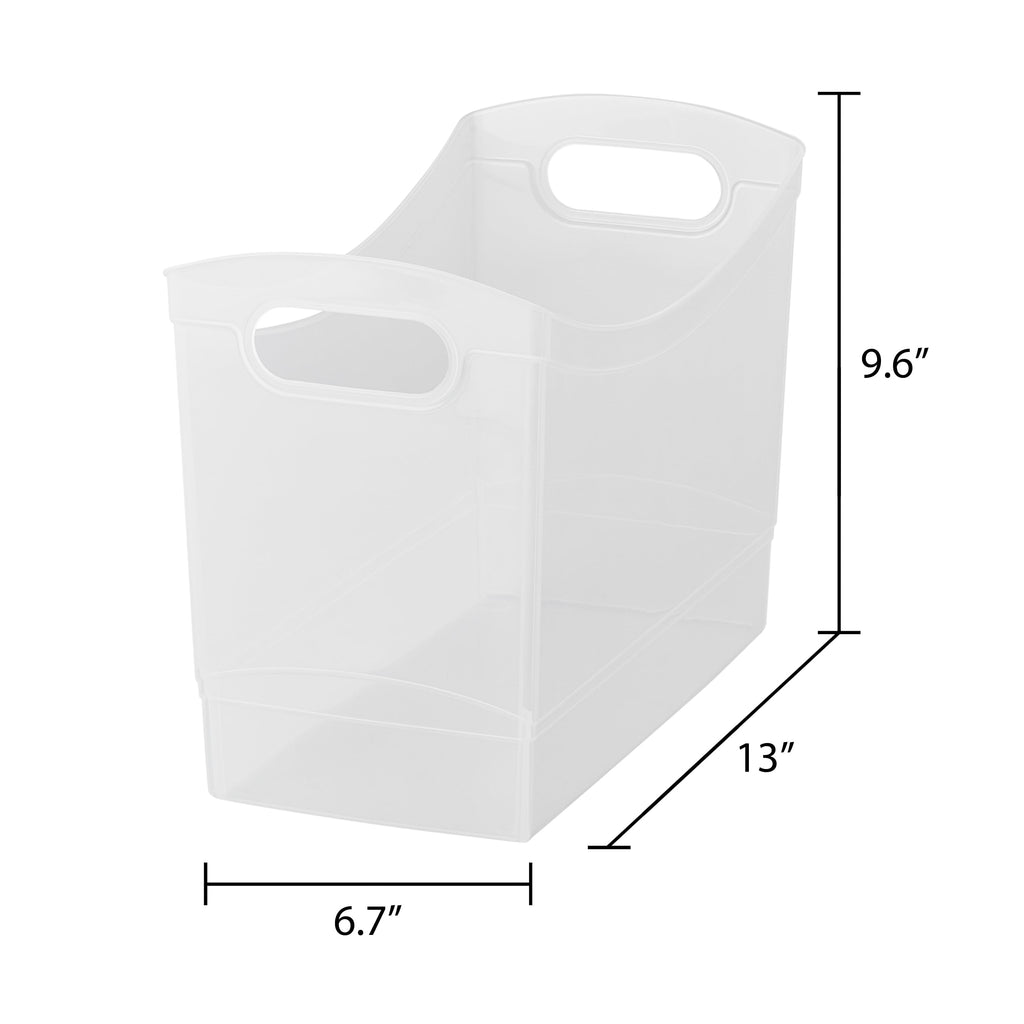 Mainstays 12 Qt Clear Plastic Storage Bin Organizer with Carrying Handles, Narrow Rectangular Utility Container for Pantry, Closet, Cabinet - Image 5