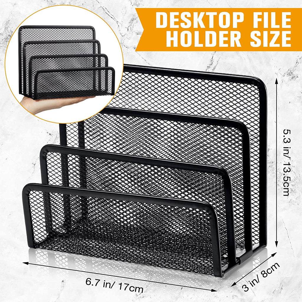 File Letter Holder,Metal Mesh top Storage for Home,File Organizer and Practical Letter SorterOffice (1 Pack Black) - Image 3