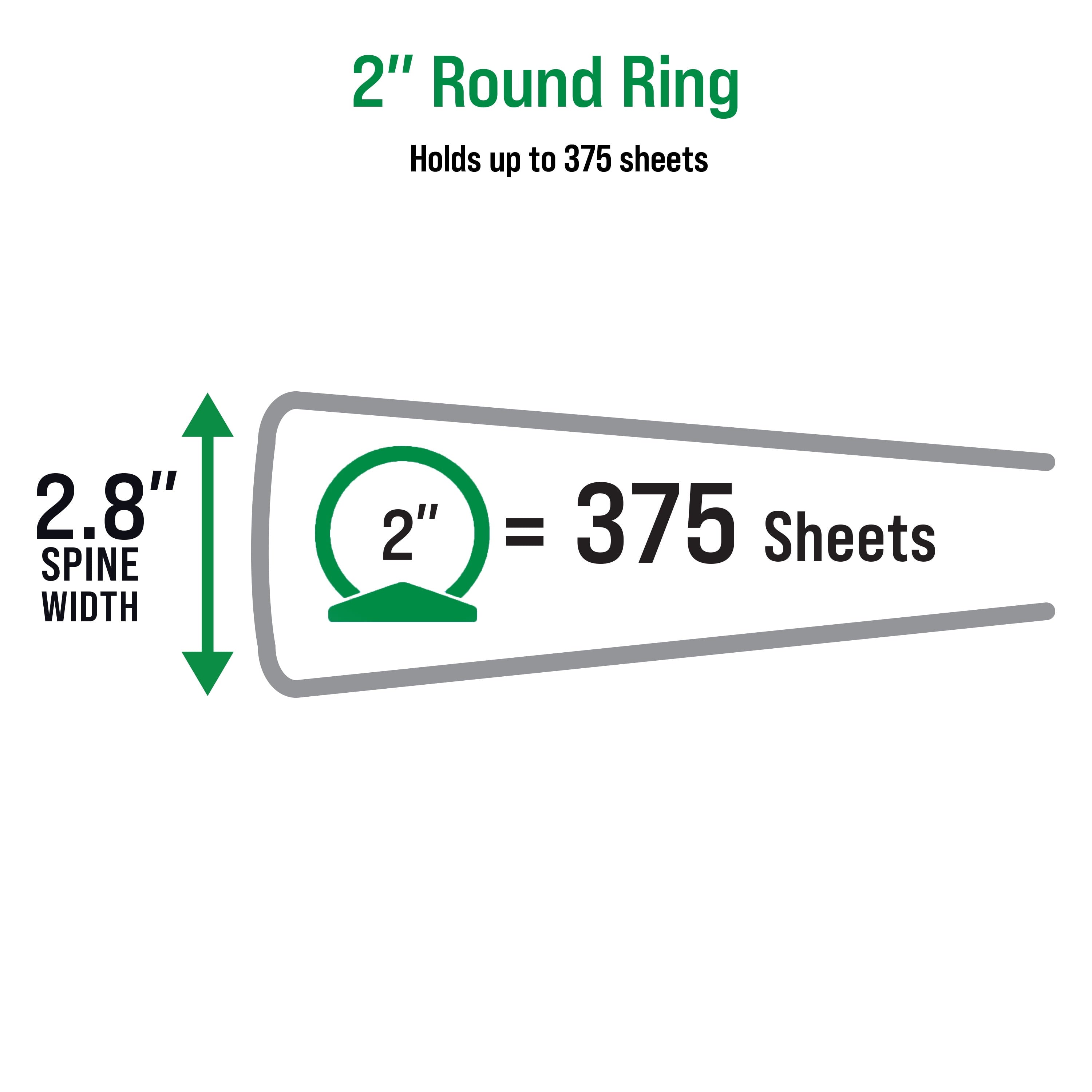 Office Essentials Economy View 3 Ring Binders, 2" Round Rings, 2.8" Spine, 375-Sheet Capacity, Black Binders (4-Pack of 03147) - Image 4