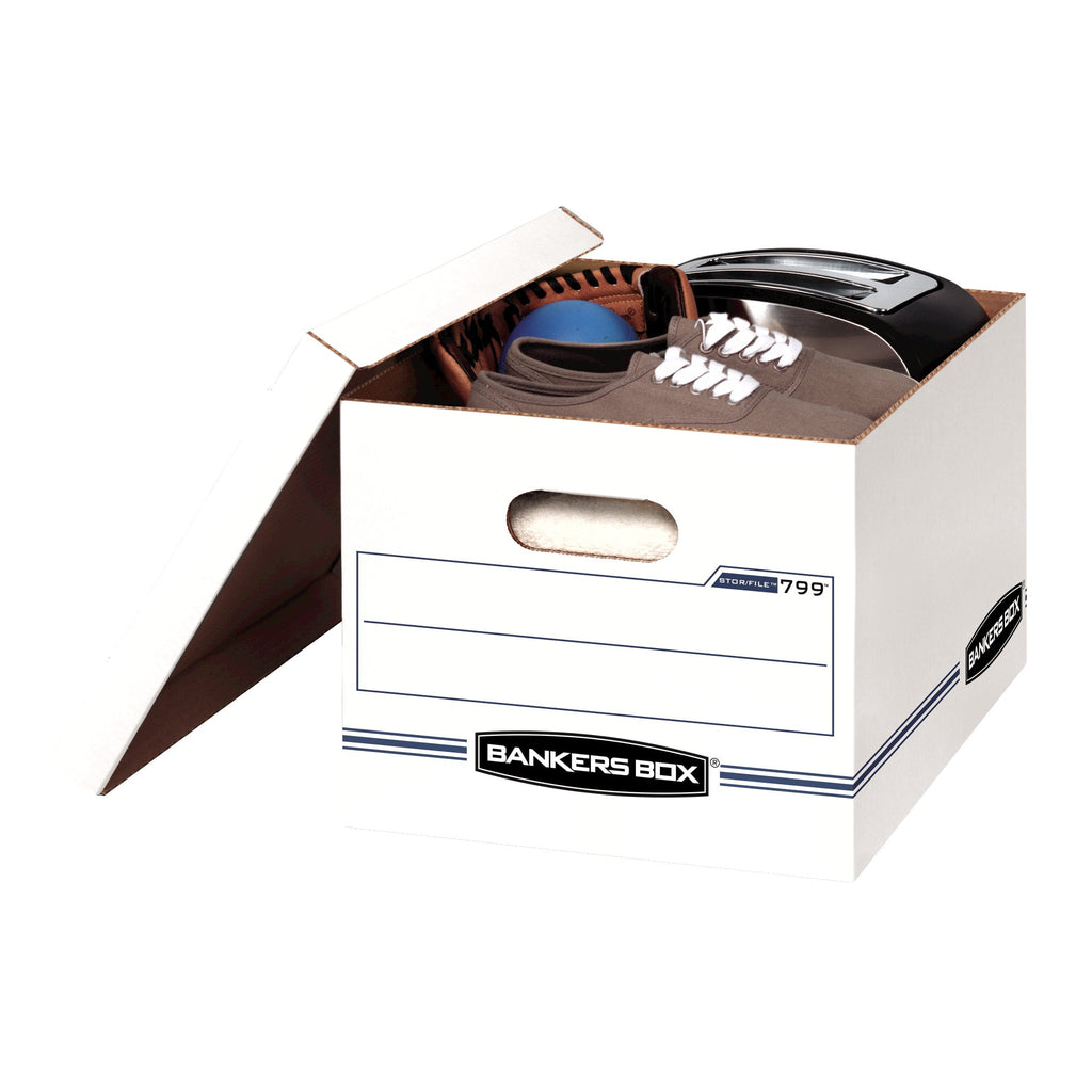Basic Duty Letter/Legal File Storage Box with Lids, 10 Pack, White Corrugate Cardboard - Image 5