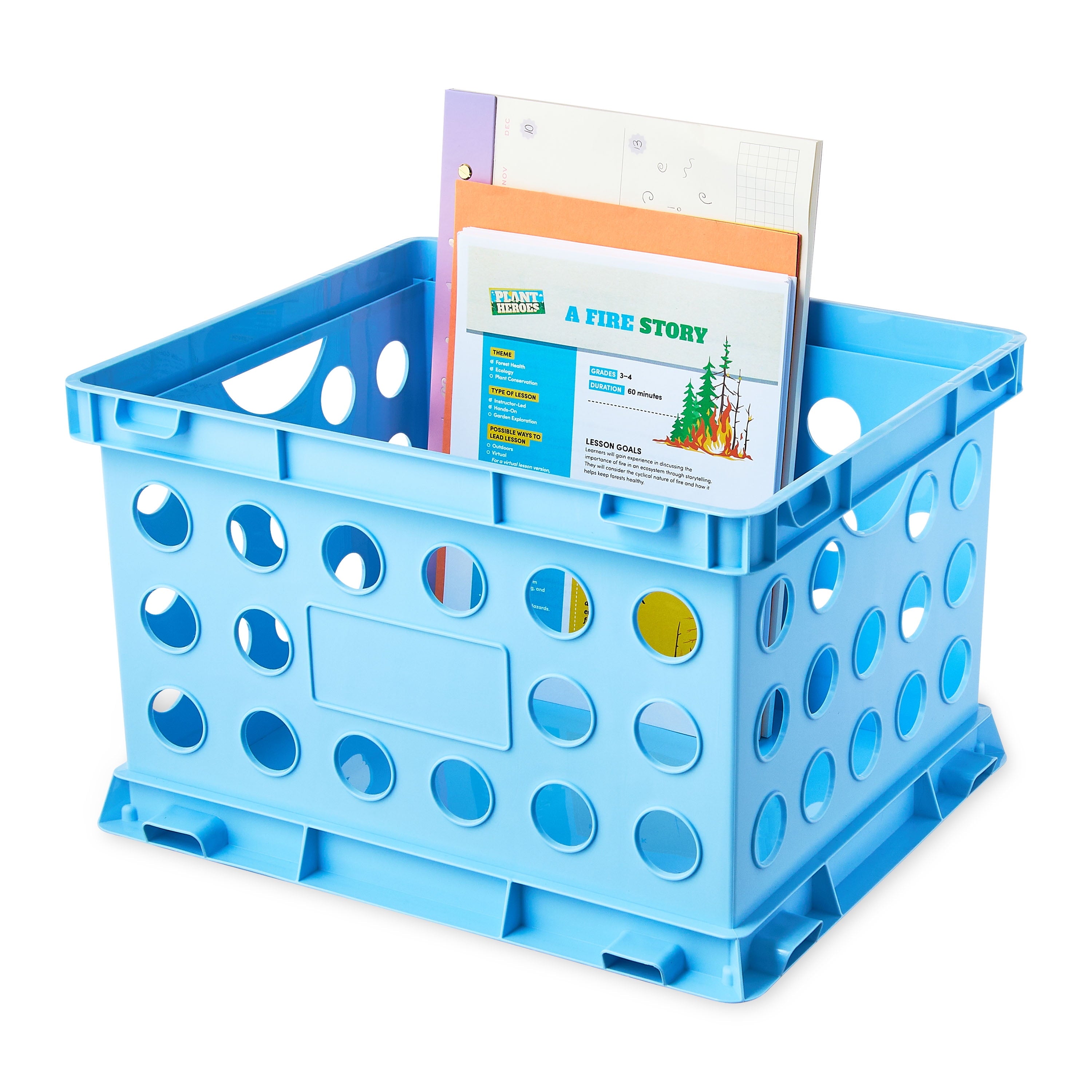Pen+Gear Plastic File and Storage Crate, Sky Blue, 1-pack - Image 5