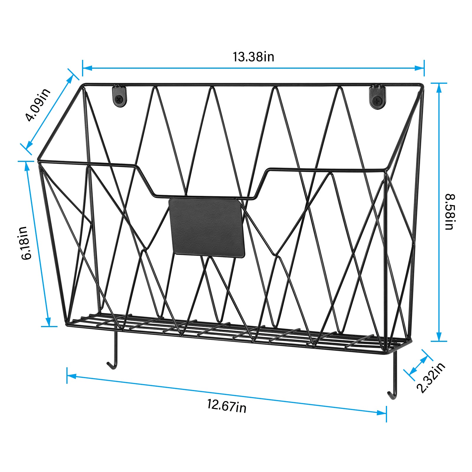 Wall-Mounted Document Organizer Office Metal Mail Rack Wall-mounted 3 Pockets File Rack Hook Attached Label Plate For... - Image 2